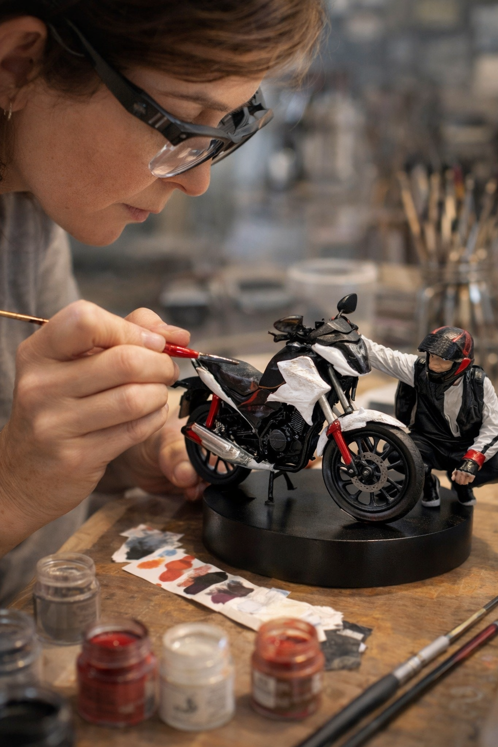 Hand painting a custom 3D figurine at Impr3nta nvda